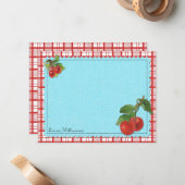 陽気なさくらんぼのパーソナライズで平らなメッセージカード ノートカード (正面/裏面インサイチュ)