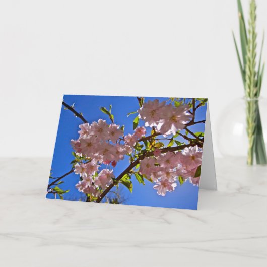 陽気なさくらんぼの花があいさつとノート カード (正面)