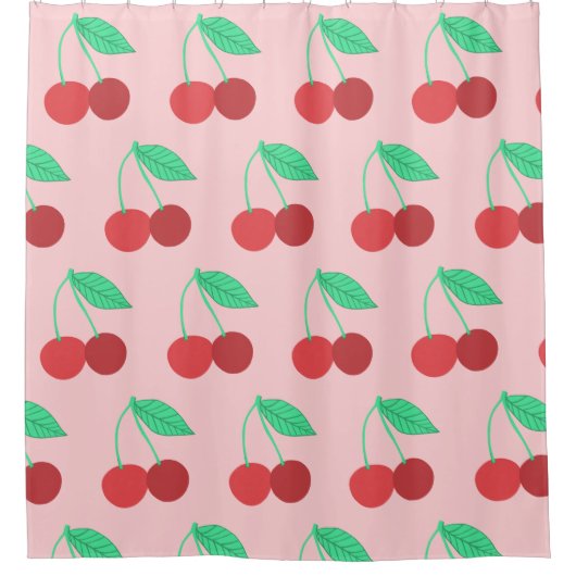 陽気なさくらんぼフルーティピンク シャワーカーテン (正面)