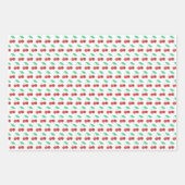 陽気なさくらんぼフルーティーおもしろいレッドグリーンピンク ラッピングペーパーシート (正面3)