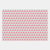 陽気なさくらんぼフルーティーおもしろいレッドグリーンピンク ラッピングペーパーシート (正面2)