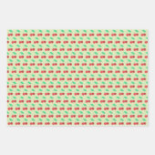 陽気なさくらんぼフルーティーおもしろいレッドグリーンピンク ラッピングペーパーシート (正面)