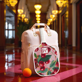 陽気なさくらんぼレトロピンクモノグラムのク ピックルボールラケット