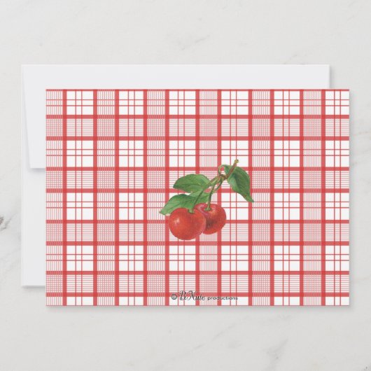 陽気なさくらんぼ誕生日パーティーの招待 招待状 (裏面)