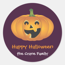 陽気なすてきパンプキカスタムンのハロウィーンギフトラベル ラウンドシール