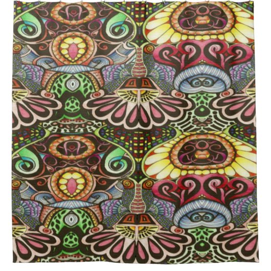 陽気なアーティストパーティードードル創造 シャワーカーテン (正面)