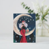 陽気なアール・デコのレトロのヴィンテージのクリスマスの女性 シーズンポストカード (スタンド正面)