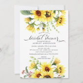 陽気なイエローサンフラワーフローラブライダルシャワー 招待状 (正面)