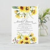 陽気なイエローサンフラワーフローラブライダルシャワー 招待状 (スタンド正面)