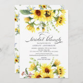 陽気なイエローサンフラワーブライダルシャワーブランチ 招待状 (正面/裏面)
