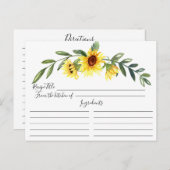 陽気なイエローサンフラワーブライダルシャワーレシピ ポストカード (正面/裏面)