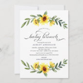 陽気なイエローサンフラワーベビーブランチ 招待状 (正面)