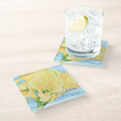 陽気なイエローバケーションホームカラリリー ガラスコースター (アングル)