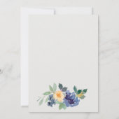 陽気なイエローブルーフローラカップルシャワー招待状 サンキューカード (裏面)