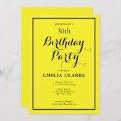 陽気なイエロー誕生祝い招待状 招待状 (正面/裏面)