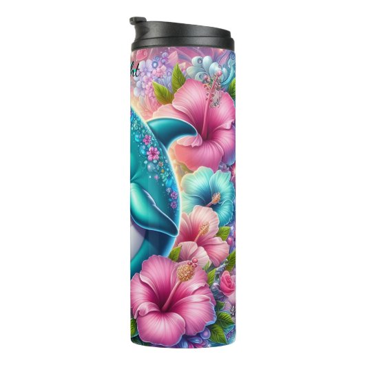 陽気なイルカフローラファンタジーのきらめき タンブラー (回転右)