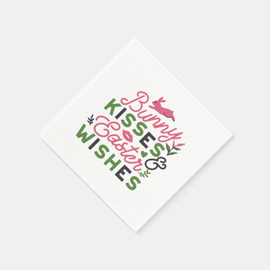陽気なイースタータイポグラフィ – バニーキス スタンダードカクテルナプキン (角)