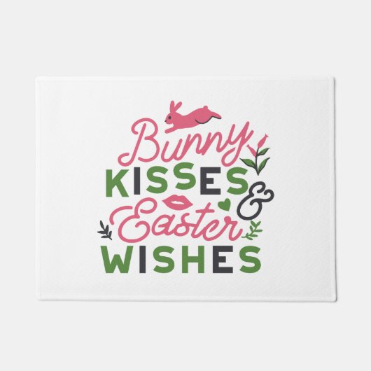 陽気なイースタータイポグラフィ – バニーキス ドアマット (正面)