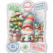 陽気なエルフが描かれたクリスマスステッカー シール (正面)
