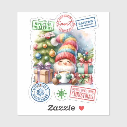 陽気なエルフが描かれたクリスマスステッカー シール (シート)
