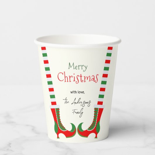 陽気なエルフの脚 メリークリスマス 紙コップ (裏面)