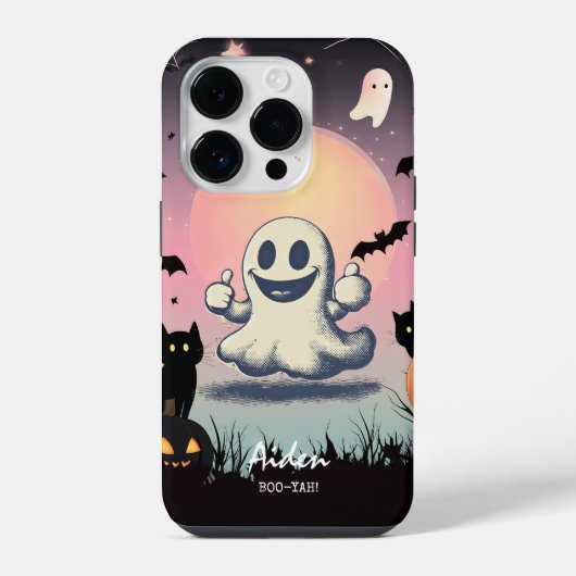 陽気なオバケ - 年中楽しめるスプーキーなデザイン iPhoneケース (裏面)