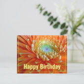 陽気なオレンジガーベラハッピーバースデー ポストカード (スタンド正面)