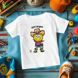 陽気なカウガール絵文字 – 活発で楽しい全身 ベビーTシャツ