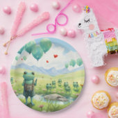 陽気なカエルの青い風船 ペーパープレート (パーティー)