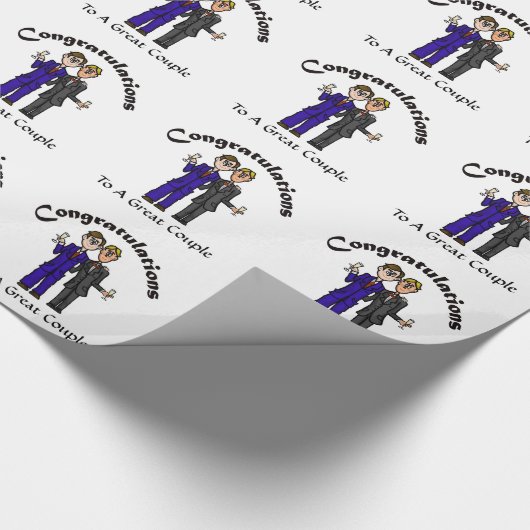 陽気なカップルの結婚式の包装紙はそれをカスタマイズ! ラッピングペーパー (角)