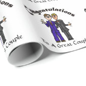 陽気なカップルの結婚式の包装紙はそれをカスタマイズ! ラッピングペーパー (ロールコーナー)