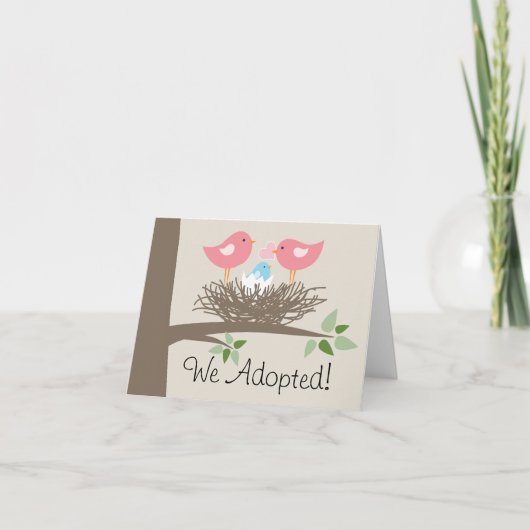 陽気なカップル-鳥の巣のための採用の発表 案内状 (正面)