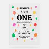 陽気なカラフルバルーン誕生日 アクリルサイン (正面)