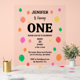 陽気なカラフルバルーン誕生日 アクリルサイン