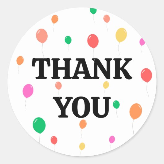 陽気なカラフルバルーン誕生日 ラウンドシール (正面)