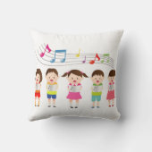 陽気なカラフル漫画の子供たちが音楽イラストレーションを歌う クッション (裏面)