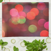 陽気なカラフル《写真》ぼけ味クリスマスホリデーライト キッチンタオル (折り畳み)