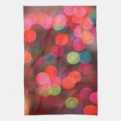 陽気なカラフル《写真》ぼけ味クリスマスホリデーライト キッチンタオル (縦)