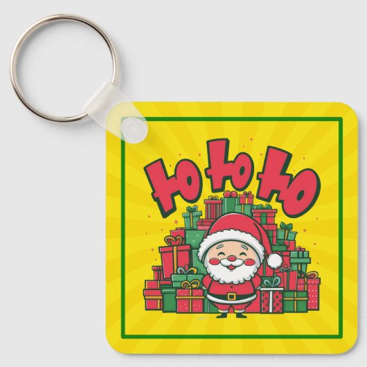 陽気なカートゥーンサンタのクリスマス キーホルダー (正面)