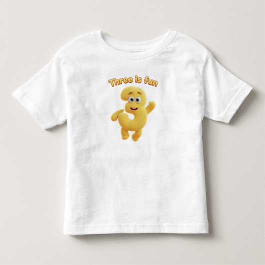 陽気なキャラクターの数字3 | "Three is Fun" トドラーTシャツ (正面)