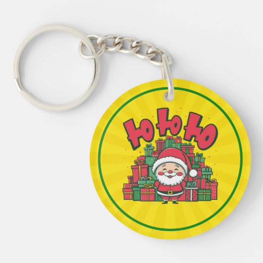 陽気なキャラクターサンタのクリスマス キーホルダー (正面)