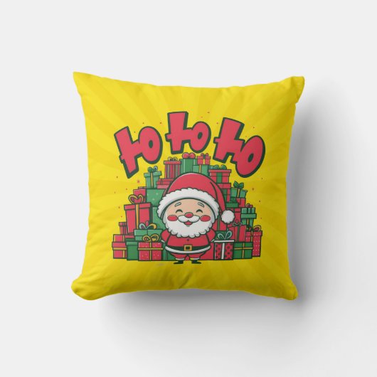 陽気なキャラクターサンタのクリスマス クッション (正面)