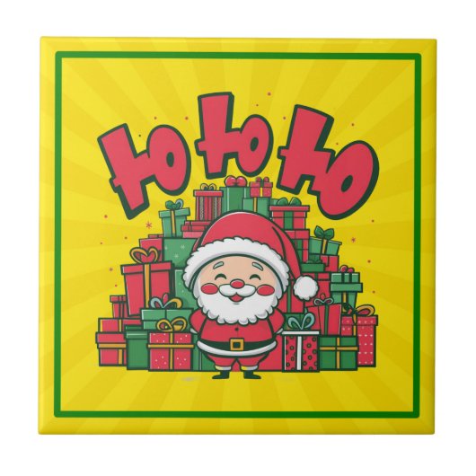 陽気なキャラクターサンタのクリスマス タイル (正面)
