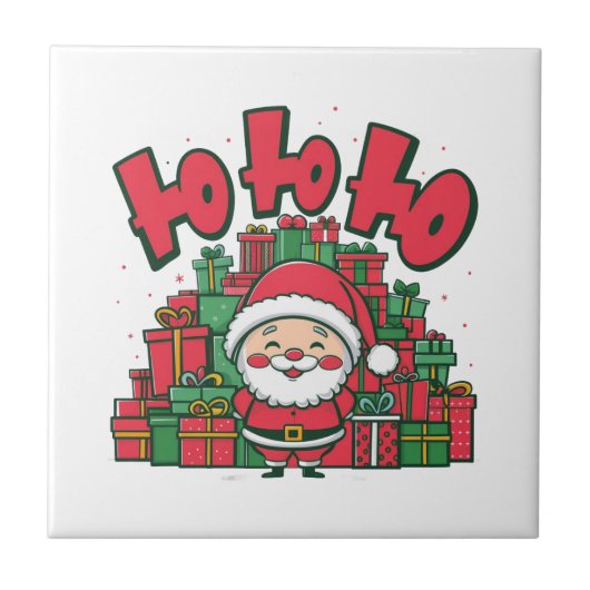 陽気なキャラクターサンタのクリスマス タイル (正面)