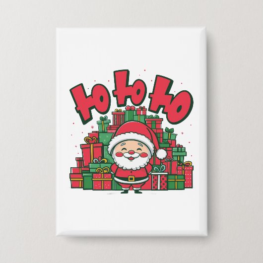 陽気なキャラクターサンタのクリスマス 缶バッジ (正面)