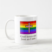 陽気なキリスト教の旗のスローガン コーヒーマグカップ (左)