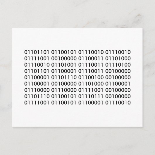 陽気なクリスマスと幸福な新年のバイナリコード シーズンポストカード (正面)
