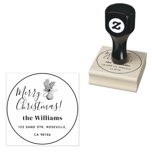 陽気なクリスマスと輝くボール ラバースタンプ (押印)