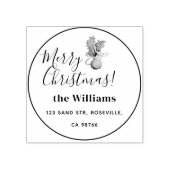 陽気なクリスマスと輝くボール ラバースタンプ (インプリント)