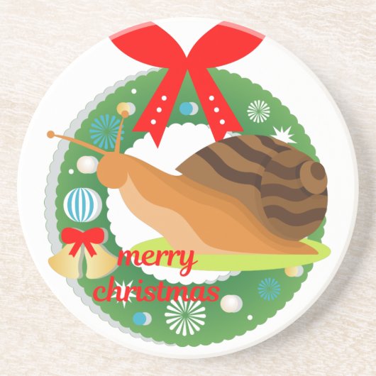 陽気なクリスマスのカタツムリ コースター (正面)